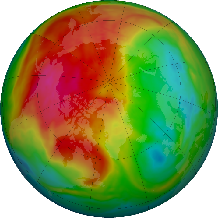 Arctic ozone map for 13 March 2025